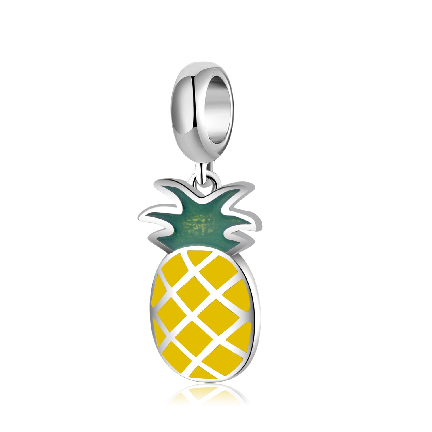 S925 Sterling Silver Pineapple Dangle Charm Cute Fruit Pendant Bead For DIY Charm Bracelet Necklace Jewelry Gift