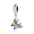 S925 Sterling Silver Colorful Butterfly Dangle Charm Pendant Bead For DIY Charm Bracelet Necklace Jewelry Gift