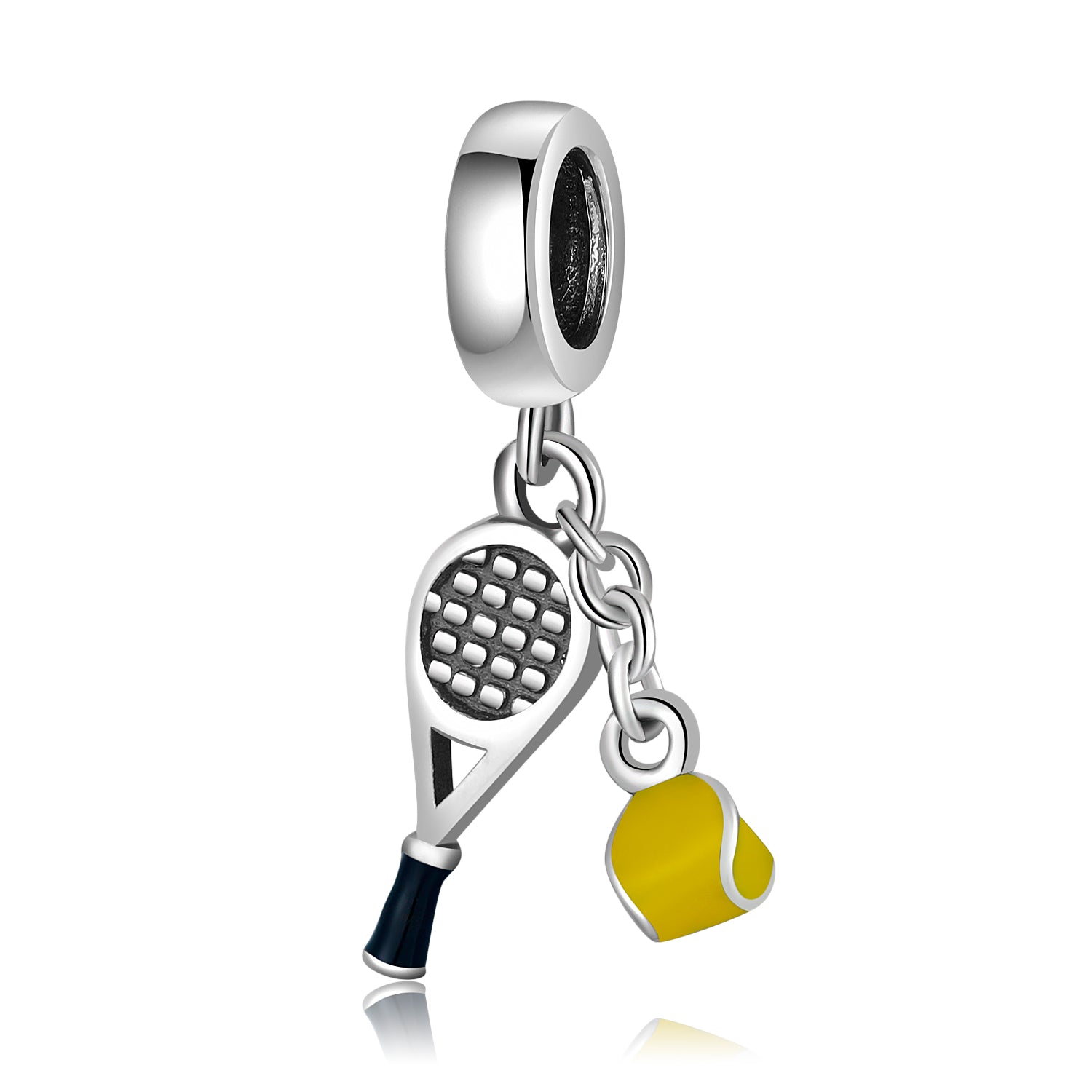 S925 Sterling Silver Tennis Racket Dangle Charm Sports Pendant Bead For DIY Charm Bracelet Necklace Jewelry Gift