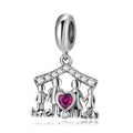 S925 Sterling Silver Family House Dangle Charm Four Members Heart Pendant Bead For DIY Charm Bracelet Necklace Jewelry Gift
