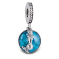 S925 Sterling Silver Mermaid Dangle Charm Ocean Blue Pendant Bead For DIY Charm Bracelet Necklace Jewelry Gift