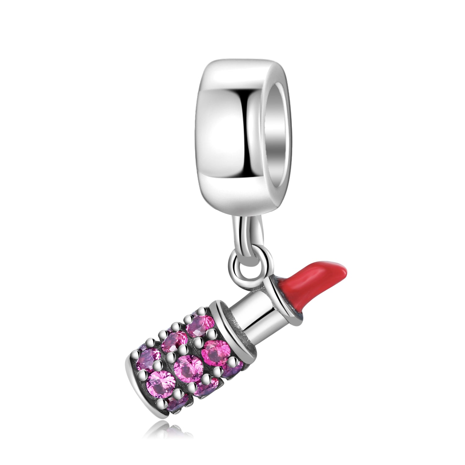 S925 Sterling Silver Purple Lipstick Dangle Charm Cute Pendant Bead For DIY Charm Bracelet Necklace Jewelry Gift