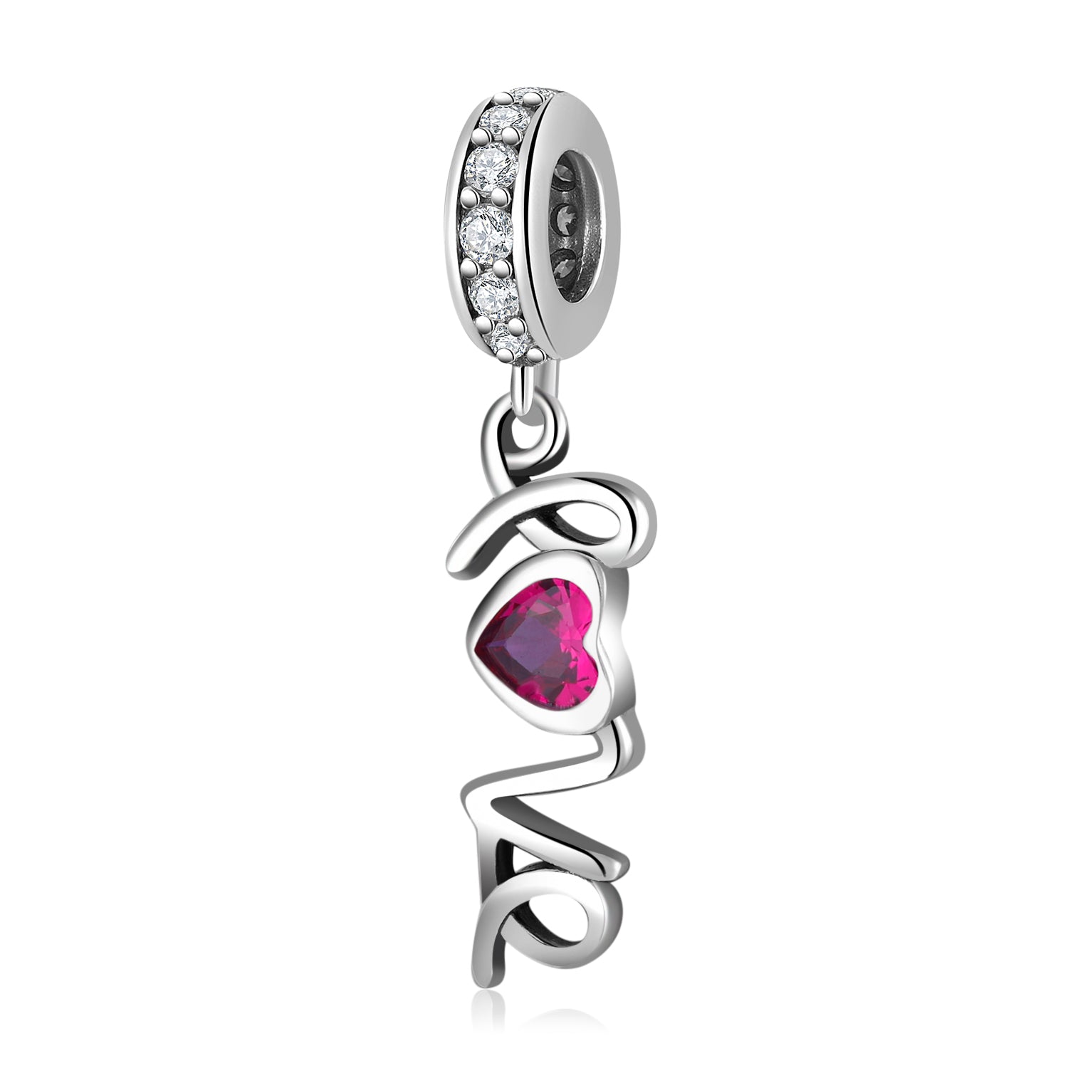 S925 Sterling Silver Heart LOVE Dangle Charm Romantic Pendant Bead For DIY Charm Bracelet Necklace Jewelry Gift