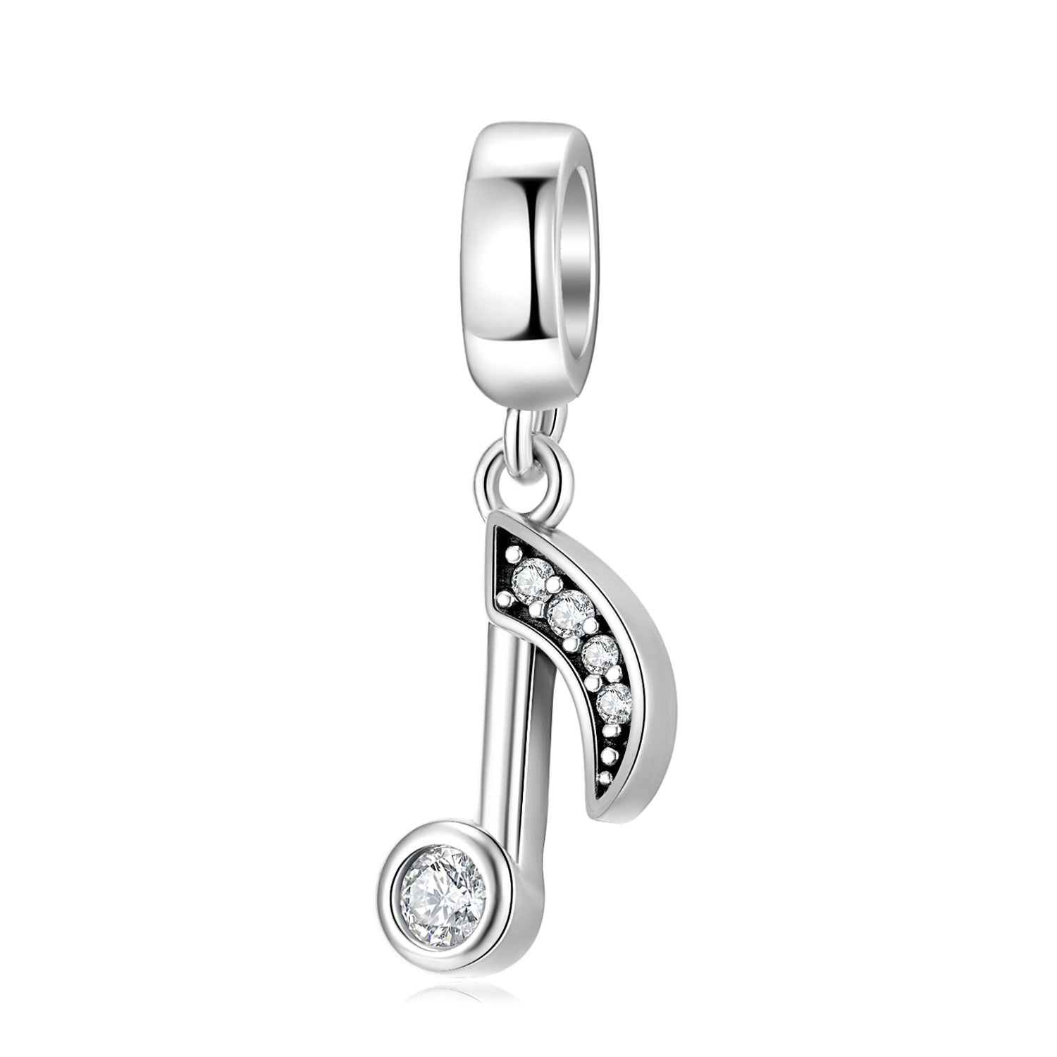 S925 Sterling Silver Music Note Dangle Charm Sparkling Pendant Bead For DIY Charm Bracelet Necklace Jewelry Gift