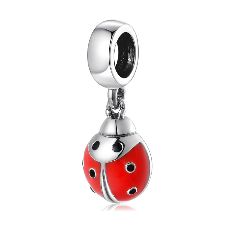S925 Sterling Silver Seven Star Ladybug Dangle Charm Red Cute Animal Pendant Bead For DIY Charm Bracelet Necklace Jewelry Gift