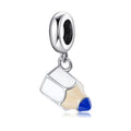 S925 Sterling Silver Pencil Dangle Charm Cute Cartoon Pendant Bead For DIY Charm Bracelet Necklace Jewelry Gift