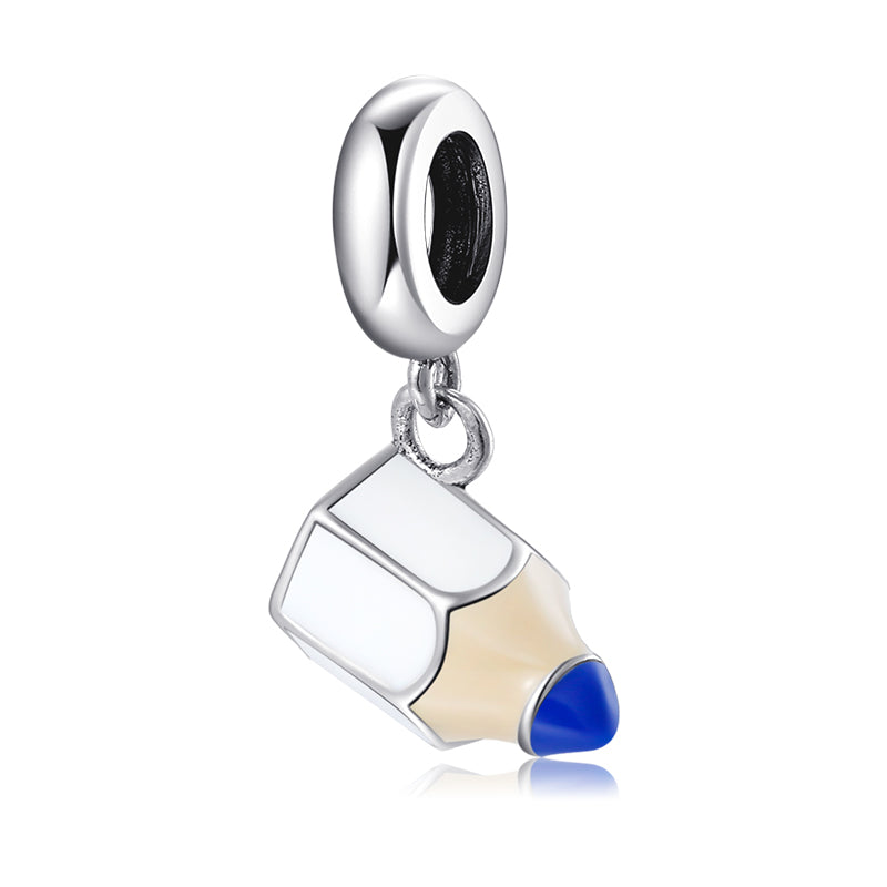 S925 Sterling Silver Pencil Dangle Charm Cute Cartoon Pendant Bead For DIY Charm Bracelet Necklace Jewelry Gift