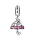S925 Sterling Silver Umbrella Dangle Charm Pink Pendant Bead For DIY Charm Bracelet Necklace Jewelry Gift