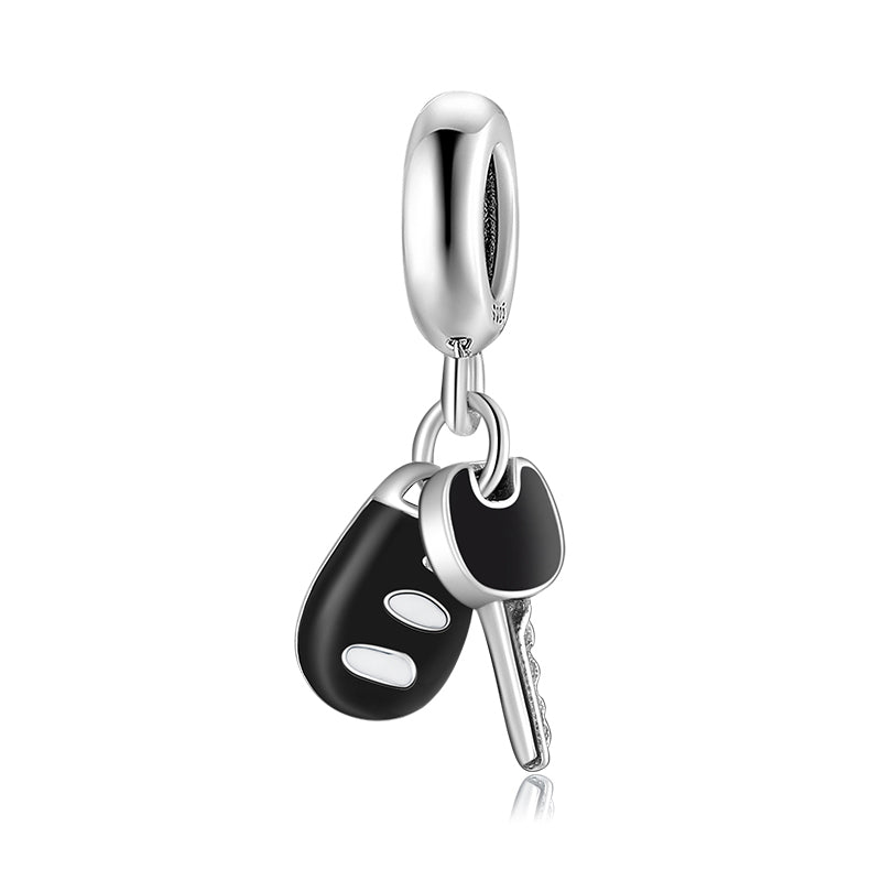 S925 Sterling Silver Car Key Dangle Charm Creative Pendant Bead For DIY Charm Bracelet Necklace Jewelry Gift