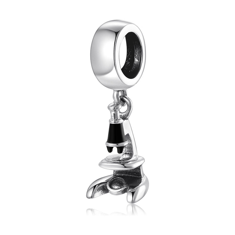 S925 Sterling Silver Microscope Dangle Charm Science Theme Pendant Bead For DIY Charm Bracelet Necklace Jewelry Gift