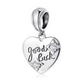 S925 Sterling Silver Heart Dangle Charm Engraved Good Luck Pendant Bead For DIY Charm Bracelet Necklace Jewelry Gift