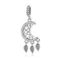 S925 Sterling Silver Moon Dangle Charm Hollow Tassel Leaf Pendant Bead For DIY Charm Bracelet Necklace Jewelry Gift