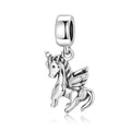 S925 Sterling Silver Pegasus Unicorn Dangle Charm Cute Cartoon Pendant Bead For DIY Charm Bracelet Necklace Jewelry Gift