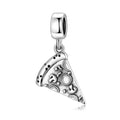 S925 Sterling Silver Pizza Dangle Charm Creative Pendant Bead For DIY Charm Bracelet Necklace Jewelry Gift