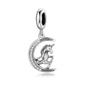 S925 Sterling Silver Unicorn Moon Dangle Charm Magical Pendant Bead For DIY Charm Bracelet Necklace Jewelry Gift