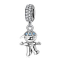 S925 Sterling Silver Boy Dangle Charm Rhinestone Pendant Bead For DIY Charm Bracelet Necklace Jewelry Gift