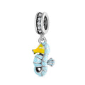 S925 Sterling Silver Seahorse Dangle Charm Resin Cute Ocean Pendant Bead For DIY Bracelet Necklace Jewelry Gift