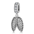 S925 Sterling Silver Rib Cage Dangle Charm Minimalist Dark Style Pendant Bead For DIY Bracelet Necklace Jewelry Gift