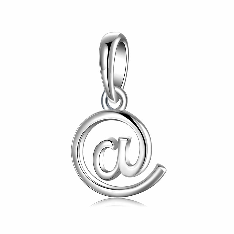 S925 Sterling Silver At Symbol Dangle Charm Creative Minimalist Pendant Bead For DIY Bracelet Necklace Jewelry Gift