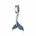S925 Sterling Silver Mermaid Tail Dangle Charm Ocean Blue Rhinestone Pendant Bead For DIY Bracelet Necklace Jewelry Gift