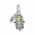 S925 Sterling Silver Hamsa Hand Dangle Charm Blue Eye Resin Pendant Bead For DIY Bracelet Necklace Jewelry Gift