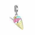S925 Sterling Silver Ice Cream Dangle Charm Enamel Summer Pendant Bead For DIY Bracelet Necklace Jewelry Gift