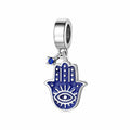 S925 Sterling Silver Hamsa Hand Dark Blue Enamel Dangle Charm Pendant Bead For DIY Bracelet Necklace Jewelry Gift