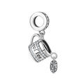 Coffee Pot Dangle Charm 925 Sterling Silver Sparkling Coffee Maker Pendant Bead For DIY Charm Bracelet Necklace Vintage Kitchen Jewelry Gift