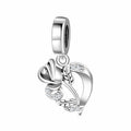 Rose Heart Dangle Charm 925 Sterling Silver Sparkling Rose Love Pendant Bead For DIY Charm Bracelet Necklace Romantic Jewelry Gift