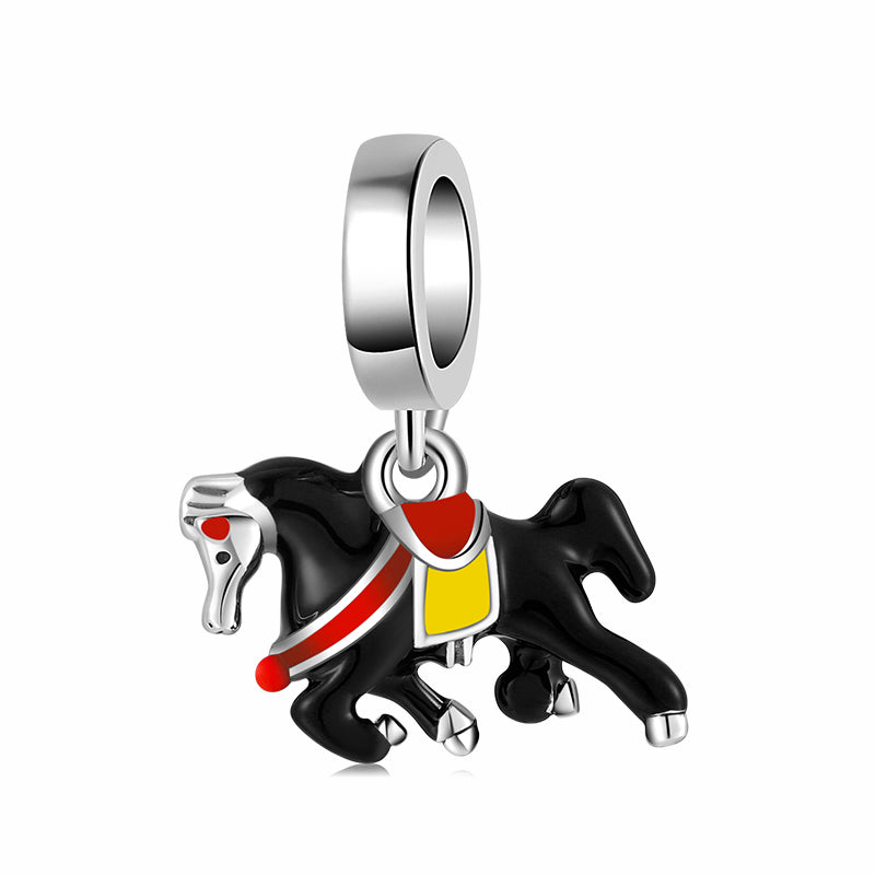S925 Sterling Silver Horse Pendant Dangle Charm, Fashionable And Cute Animal Bead For DIY Bracelet Jewelry