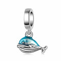 Dolphin Dangle Charm 925 Sterling Silver Blue Enamel Ocean Animal Pendant Bead For DIY Charm Bracelet Necklace Summer Jewelry Gift