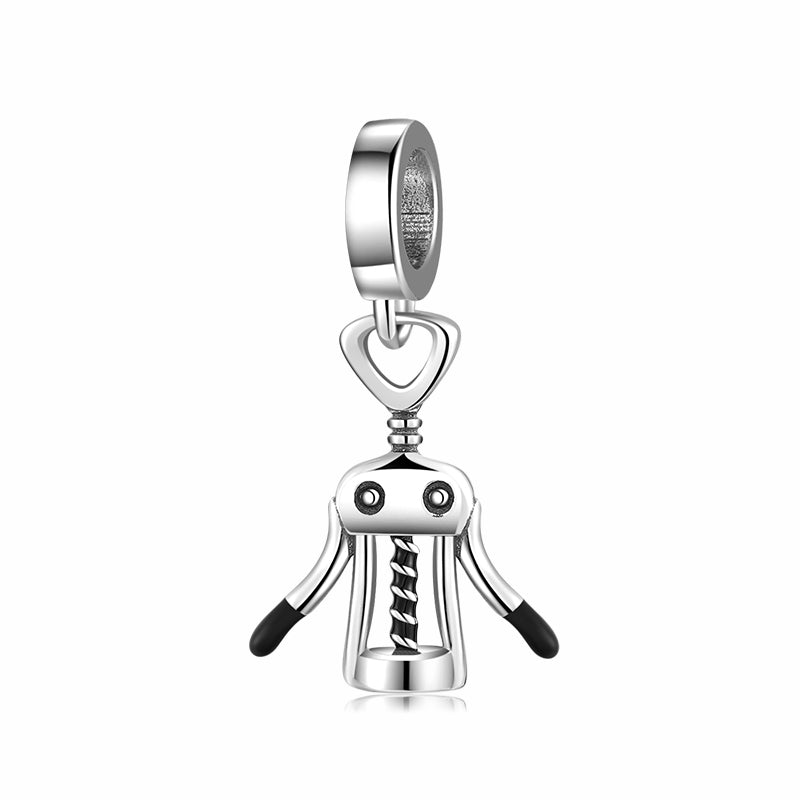 Bottle Opener Dangle Charm 925 Sterling Silver Creative Bar Tool Pendant Bead For DIY Charm Bracelet Necklace Novelty Jewelry Gift