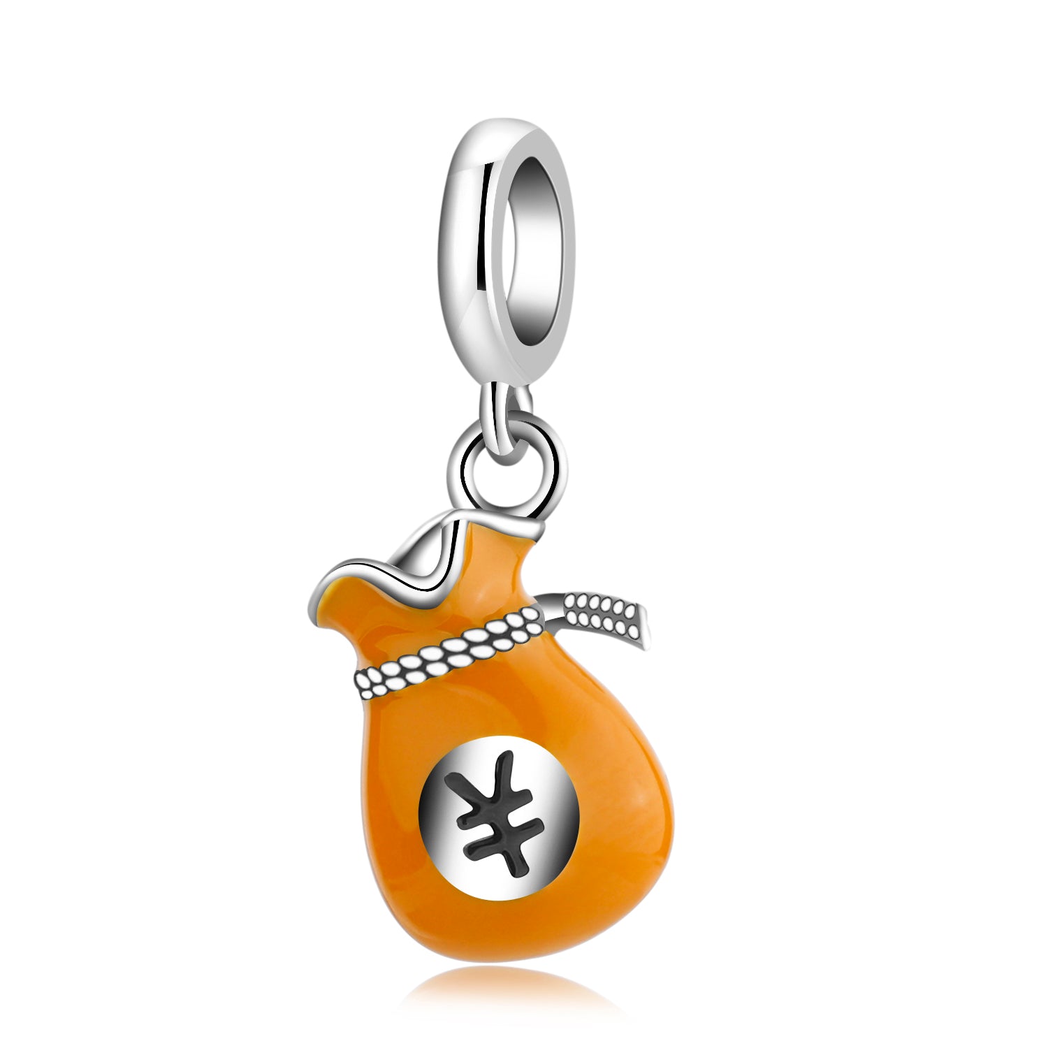 S925 Sterling Silver Color Resin Money Bag Pendant, Trendy Charm For DIY Bracelet Jewelry