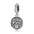 S925 Sterling Silver Flower Engraved Pendant, DIY Bracelet Necklace Jewelry