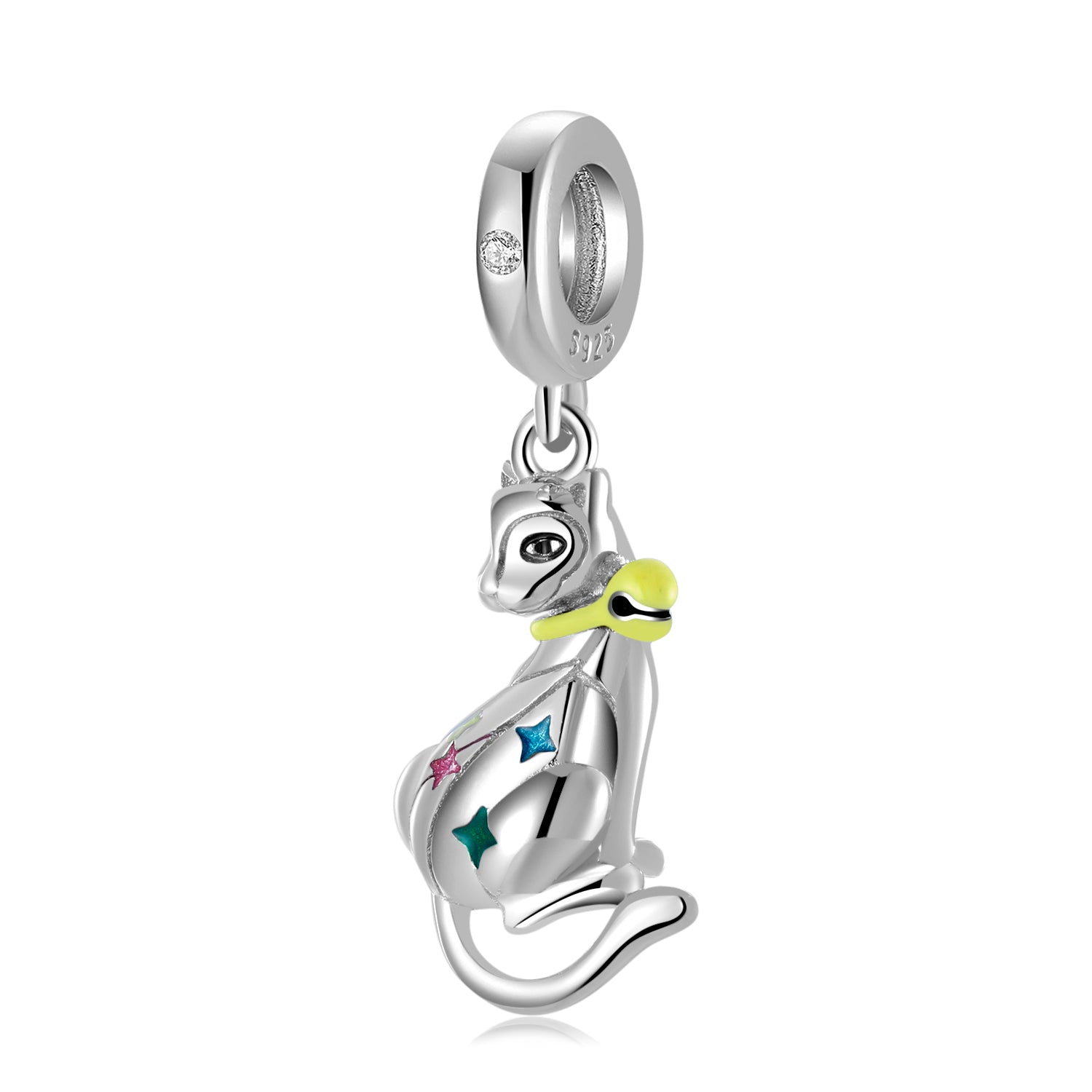 S925 Sterling Silver Bell Cat Pendant, DIY Bracelet Bead Jewelry