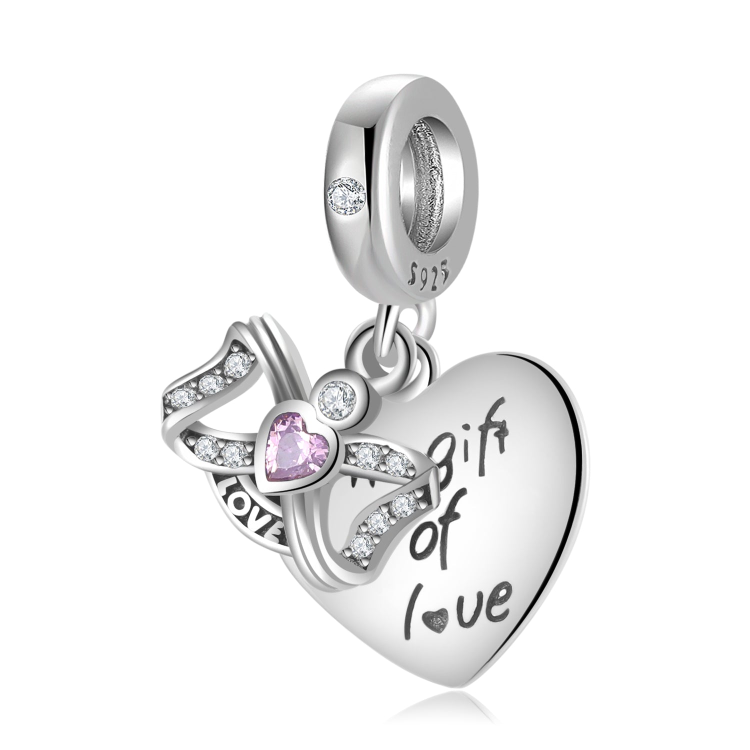 S925 Sterling Silver Gift Of Love Pendant, Handmade DIY Bracelet Accessory