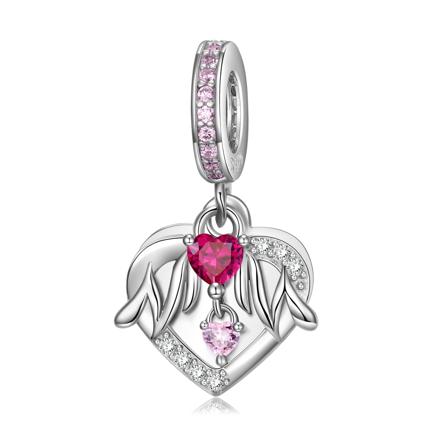 Original S925 Sterling Silver Mother’s Day Heart Pendant, DIY Bracelet Jewelry
