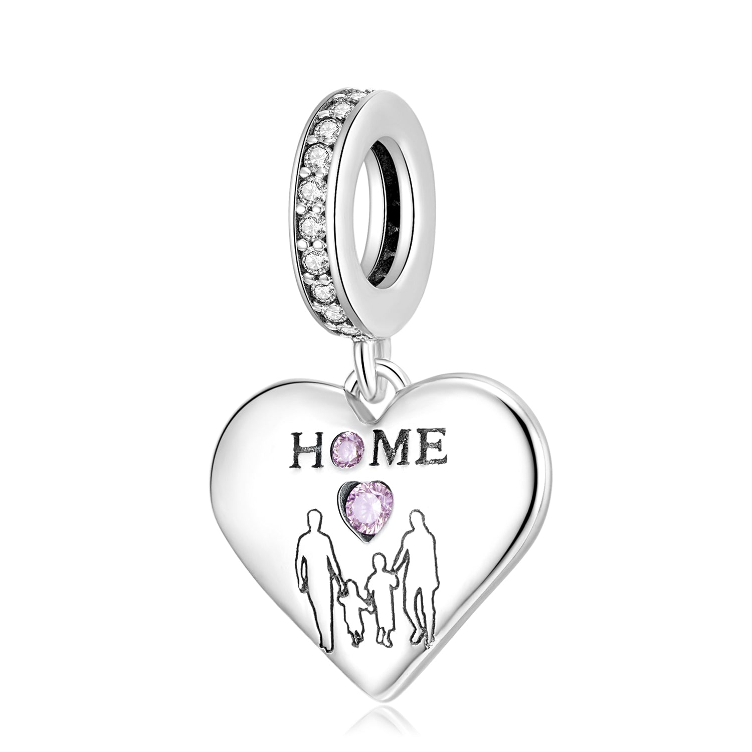 Original Family Of Four Pendant, Mother’s Day S925 Sterling Silver DIY Bracelet Accessory