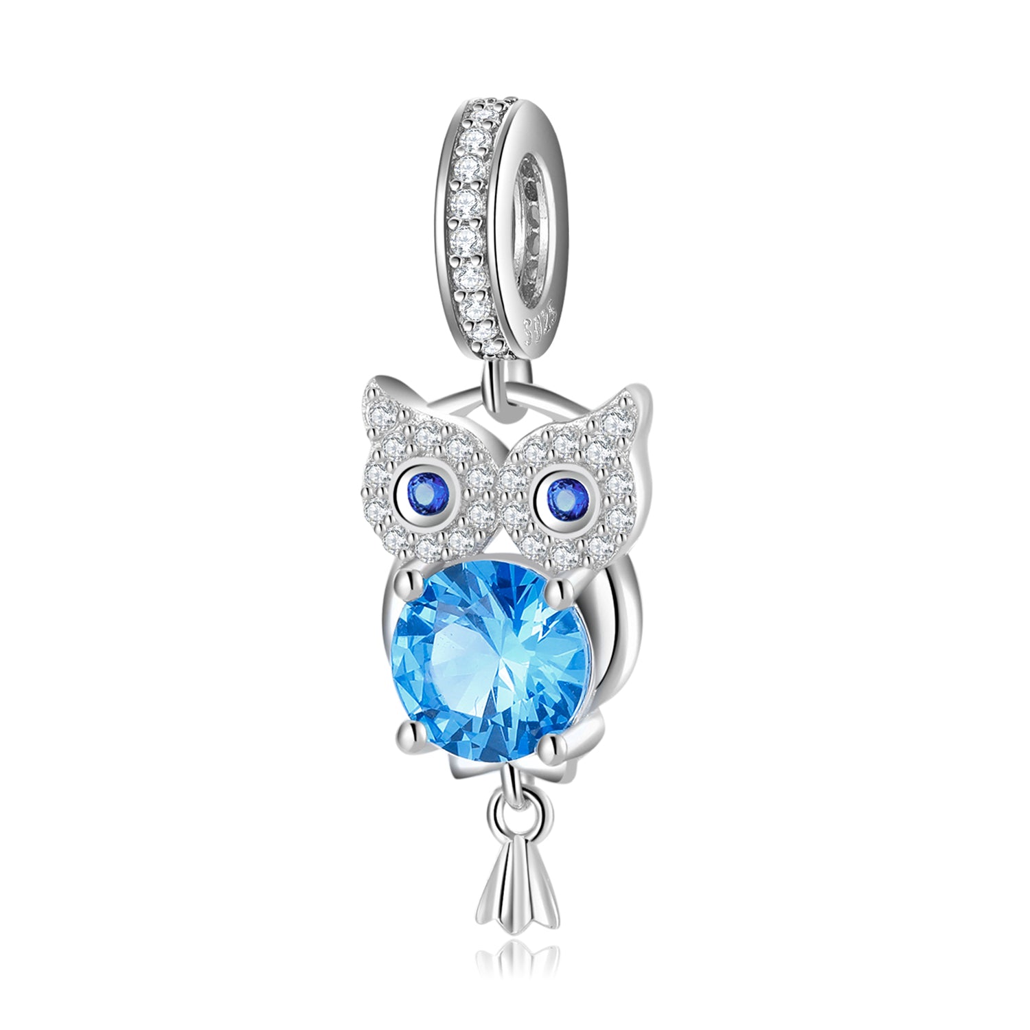 S925 Sterling Silver Blue Owl Bead, Halloween Series Pendant For DIY Bracelet Jewelry