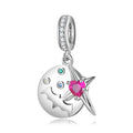 S925 Sterling Silver Bat And Cross Bead, Halloween Series Pendant For DIY Bracelet Jewelry
