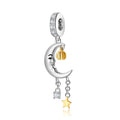 S925 Sterling Silver Moon With Pumpkin Bead, Halloween Series Pendant For DIY Bracelet Jewelry