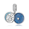 S925 Sterling Silver Spider Bead, Halloween Series Blue Pendant For Necklace And Bracelet