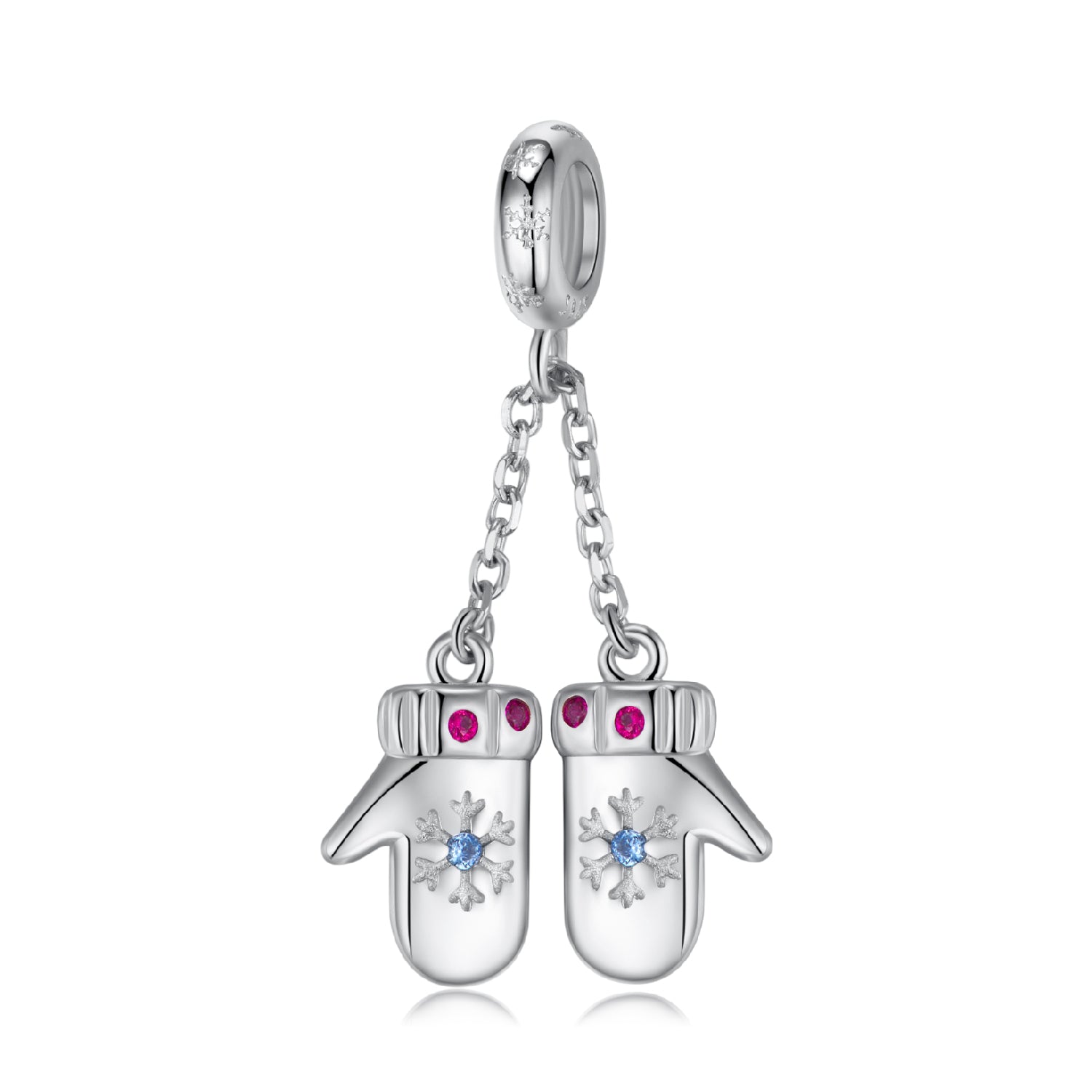 S925 Sterling Silver Winter Gloves Pendant, Christmas Trendy DIY Bracelet Jewelry