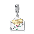 S925 Sterling Silver Gold-Plated Christmas Blessing Envelope Pendant, Trendy DIY Bracelet Jewelry