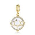 S925 Sterling Silver Gold-Plated Reindeer Horn Round Pendant, Christmas DIY Bracelet Jewelry