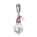S925 Sterling Silver Santa Claus Beard Pendant, Christmas Trendy DIY Bracelet Jewelry