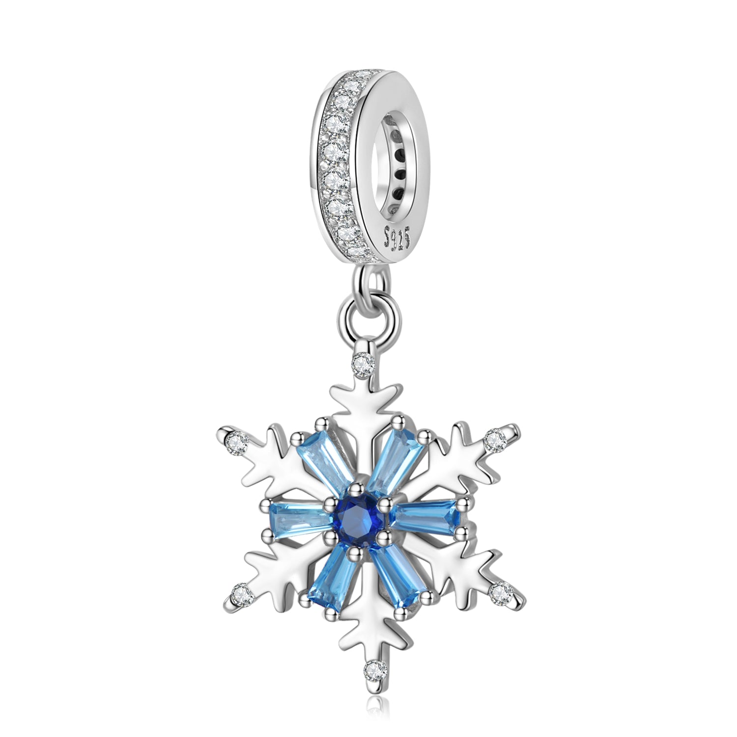 S925 Sterling Silver Winter Snowflake Pendant, Trendy DIY Bracelet Jewelry