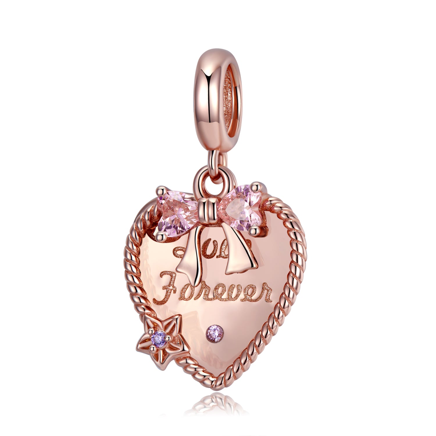 S925 Sterling Silver Love Forever Heart Pendant, DIY Bracelet Jewelry