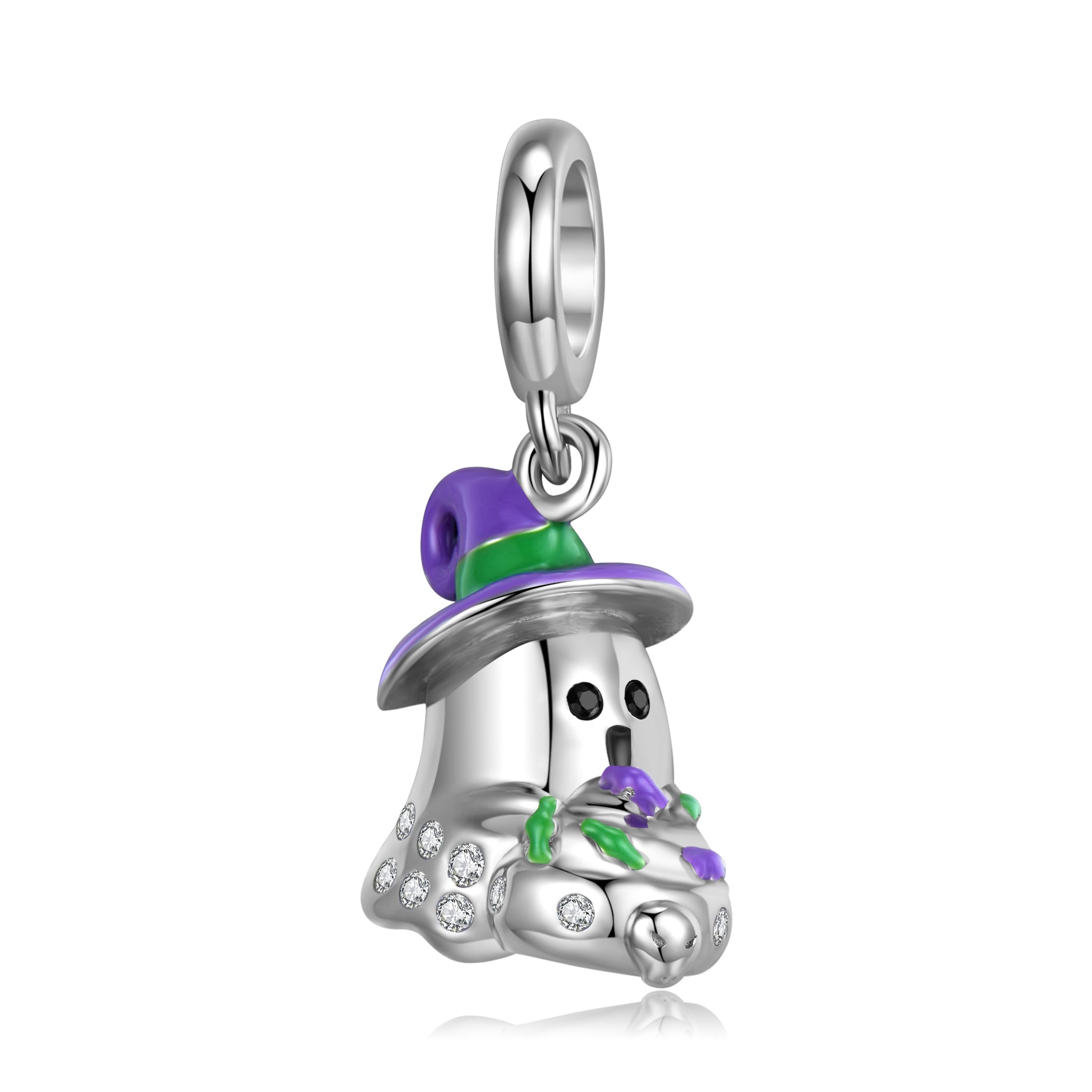 Trick-or-Treat Little Ghost Pendant, Oxidized S925 Silver DIY Bracelet Jewelry