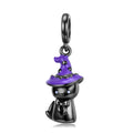 Cute Black Cat Pendant, S925 Silver Black Gold-Plated DIY Bracelet Jewelry